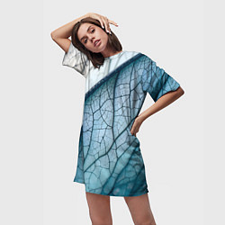 Футболка женская длинная Листья с прожилками, цвет: 3D-принт — фото 2