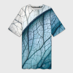 Футболка женская длинная Листья с прожилками, цвет: 3D-принт