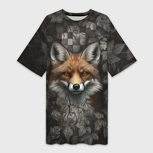 Женская длинная футболка Внимательный лис / 3D-принт – фото 1