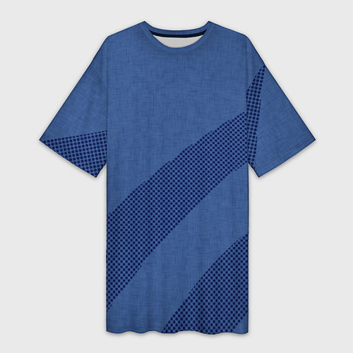 Женская длинная футболка Синий текстурный с полосой / 3D-принт – фото 1