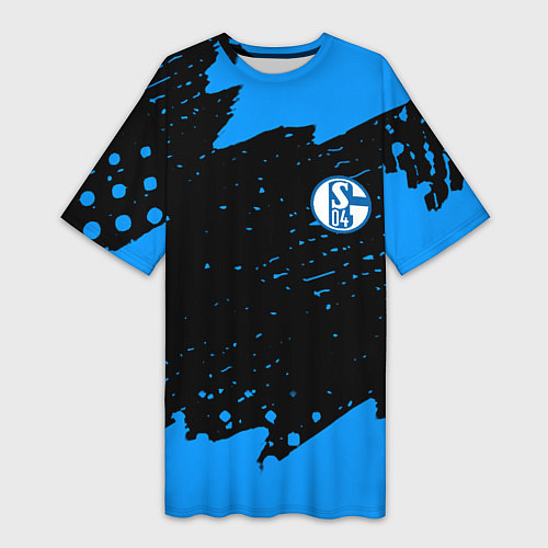 Женская длинная футболка Schalke 04 fc blue color / 3D-принт – фото 1
