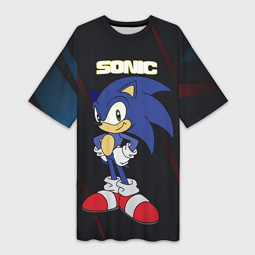 Женская длинная футболка Sonic / 3D-принт – фото 1
