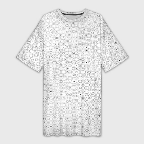 Женская длинная футболка Белый с абстрактным узором / 3D-принт – фото 1