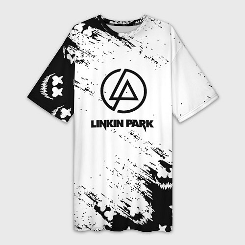 Женская длинная футболка Marshmello x Linkin park / 3D-принт – фото 1