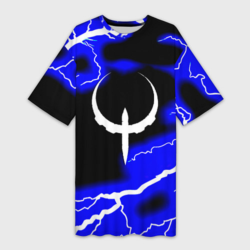 Женская длинная футболка Quake молнии шторм / 3D-принт – фото 1