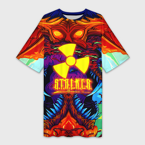 Женская длинная футболка Stalker монстр чернобыля / 3D-принт – фото 1