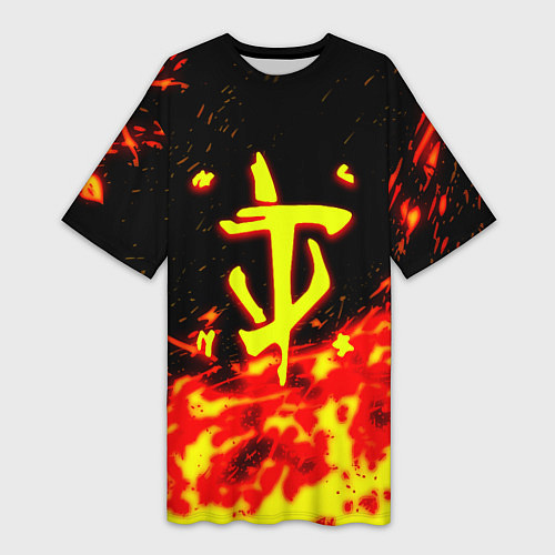 Женская длинная футболка Doom огненное лого / 3D-принт – фото 1