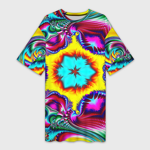 Женская длинная футболка Абстракция узор фракталы / 3D-принт – фото 1