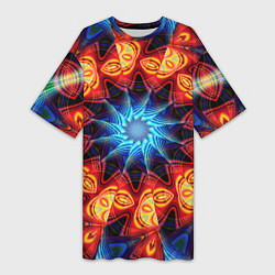 Футболка женская длинная Фрактальная узорная абстракция, цвет: 3D-принт