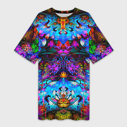 Футболка женская длинная Абстракция стекло узор, цвет: 3D-принт