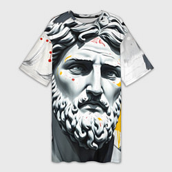 Футболка женская длинная Античный портрет и краска, цвет: 3D-принт