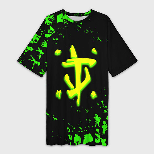 Женская длинная футболка Doom x fallout кислотное лого / 3D-принт – фото 1