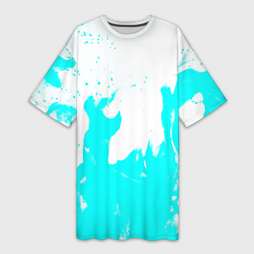 Женская длинная футболка Голубой огонь текстура / 3D-принт – фото 1