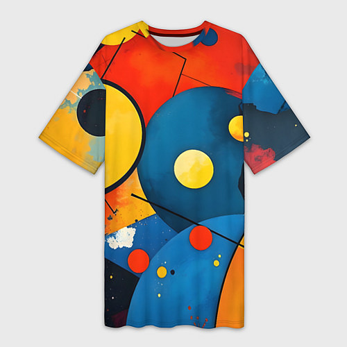 Женская длинная футболка Динамичный красочный паттерн / 3D-принт – фото 1