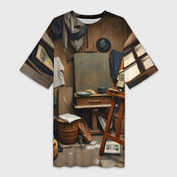 Женская длинная футболка Мастерская художника