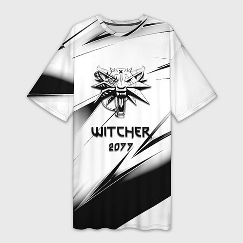 Женская длинная футболка Ведьмак stripes / 3D-принт – фото 1