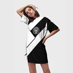 Футболка женская длинная Манчестер Юнайтед геометрия, цвет: 3D-принт — фото 2