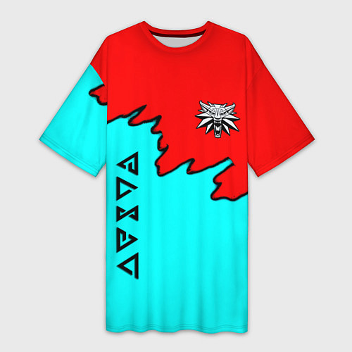 Женская длинная футболка Ведьмак краски логотип / 3D-принт – фото 1