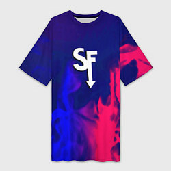 Футболка женская длинная Sally face neon flame, цвет: 3D-принт