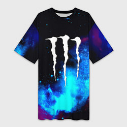Женская длинная футболка Monster energy космос