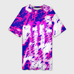 Женская длинная футболка Monster energy краски гранж