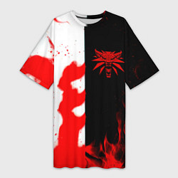 Футболка женская длинная Ведьмак огненный, цвет: 3D-принт