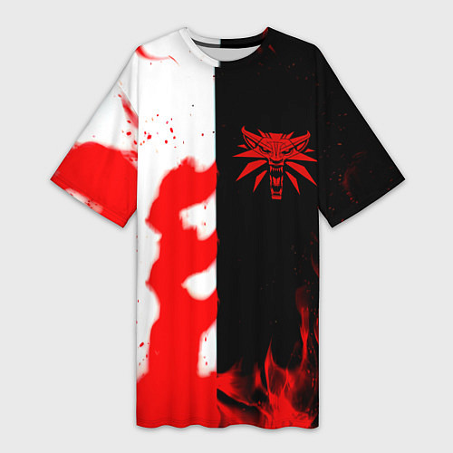 Женская длинная футболка Ведьмак огненный / 3D-принт – фото 1