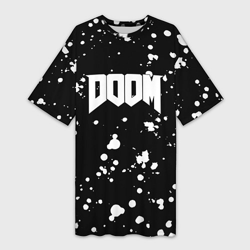 Женская длинная футболка Doom белые краски всплеск / 3D-принт – фото 1