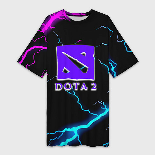 Женская длинная футболка Dota неоновый шторм / 3D-принт – фото 1