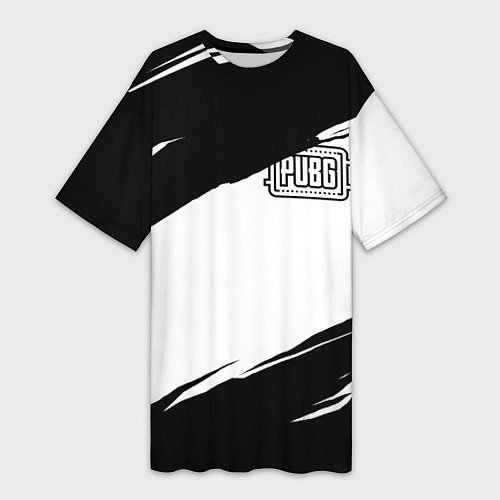 Женская длинная футболка PUBG черно белые краски / 3D-принт – фото 1