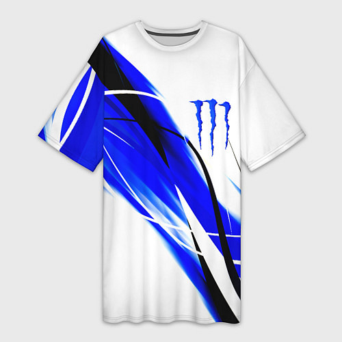 Женская длинная футболка Monster energy линии абстракции / 3D-принт – фото 1
