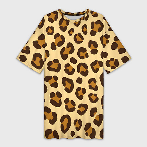 Женская длинная футболка Паттерн с пятнами леопарда / 3D-принт – фото 1