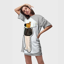 Футболка женская длинная Чиловый парень - свидетель мем, цвет: 3D-принт — фото 2