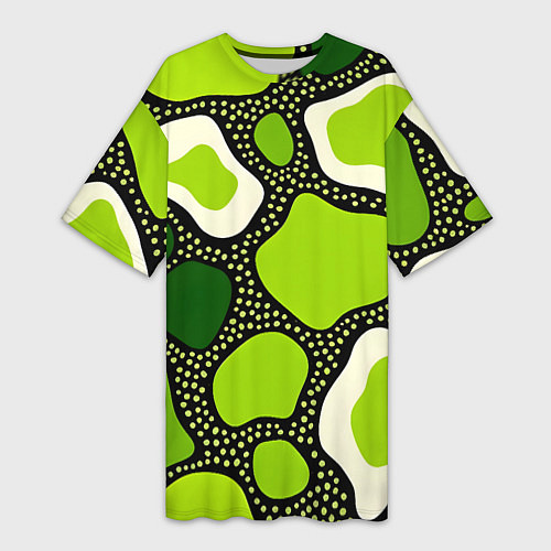 Женская длинная футболка Зеленая абстракция с кругами / 3D-принт – фото 1