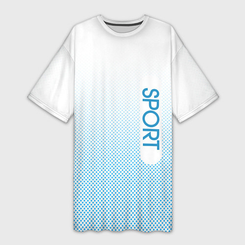 Женская длинная футболка Sport бело-голубой текстурный / 3D-принт – фото 1