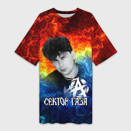 Женская длинная футболка Сектор газа Юрий Хой / 3D-принт – фото 1