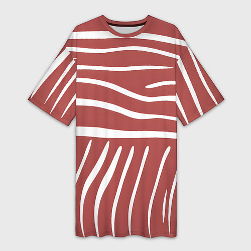 Женская длинная футболка Полоски красной зебры / 3D-принт – фото 1