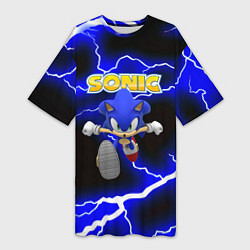 Женская длинная футболка Sonic storm electro