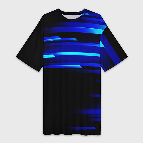 Женская длинная футболка Color blue black / 3D-принт – фото 1