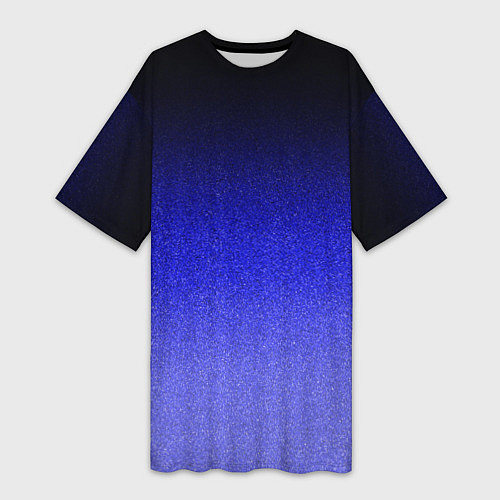 Женская длинная футболка Градиент индиго из чёрно в синий текстура крошка / 3D-принт – фото 1