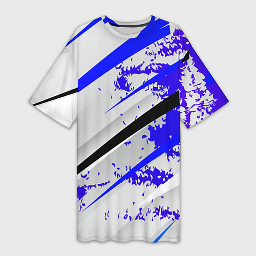 Женская длинная футболка Color white blue / 3D-принт – фото 1