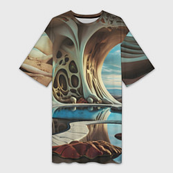 Женская длинная футболка Современная пещера