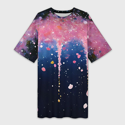 Женская длинная футболка Розово-синяя текстура / 3D-принт – фото 1