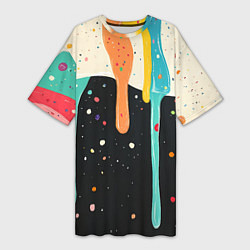 Женская длинная футболка Разноцветные капли текстура