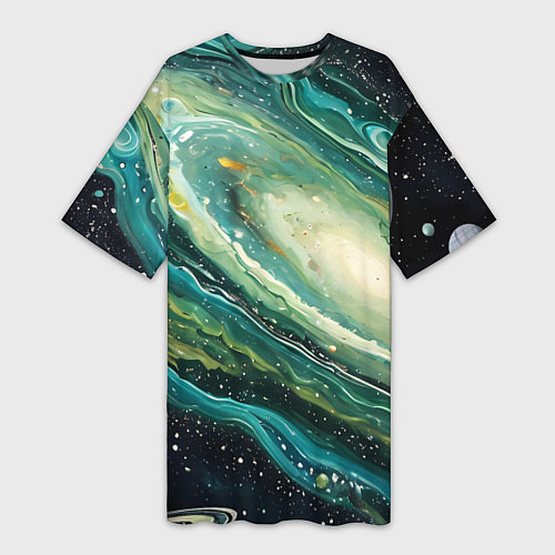 Женская длинная футболка Зеленая вселенная / 3D-принт – фото 1