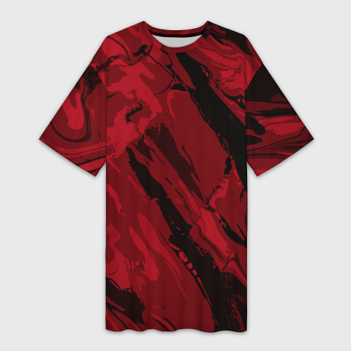 Женская длинная футболка Чёрно-красный абстракция / 3D-принт – фото 1