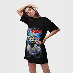 Футболка женская длинная Powerslave Iron Maiden - мумия, цвет: 3D-принт — фото 2
