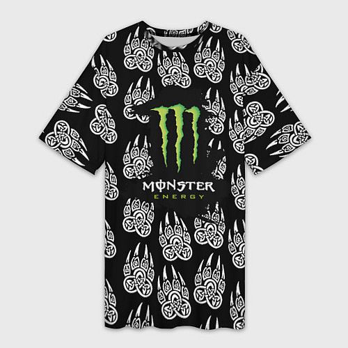 Женская длинная футболка Monster energy медвежьи лапы / 3D-принт – фото 1
