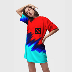 Футболка женская длинная Dota краски, цвет: 3D-принт — фото 2