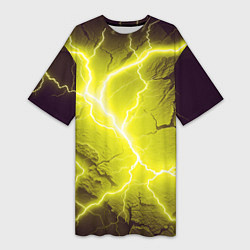 Футболка женская длинная Color yellow black, цвет: 3D-принт